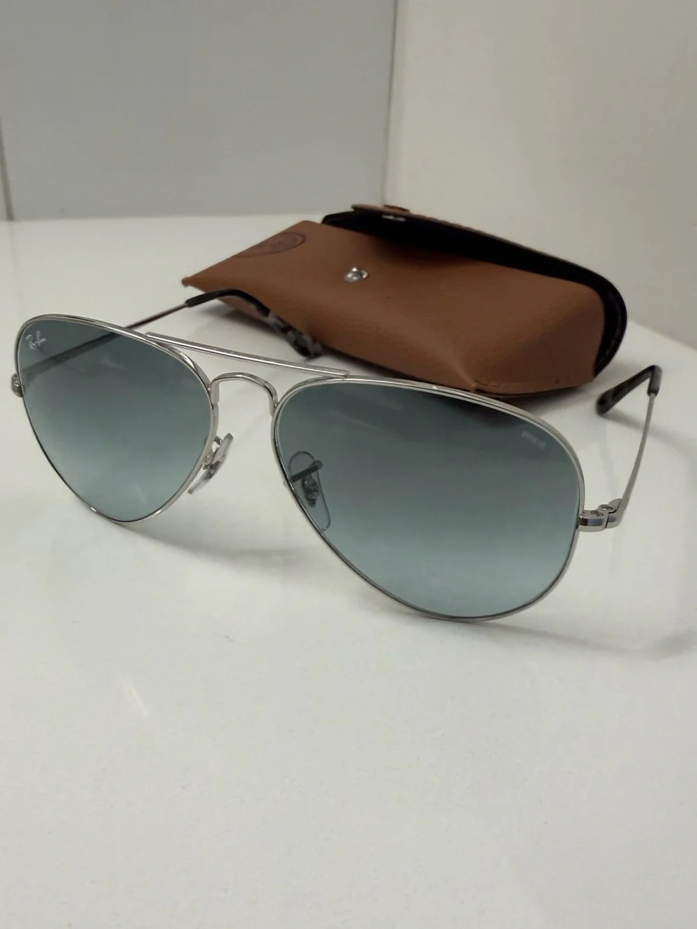 Ray-Ban Women’s Aviator Gradient Sunglasses – Silver / Blue